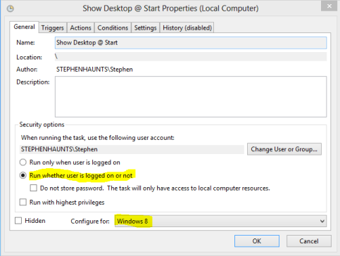 Boot Windows 8 to Desktop : Create Task