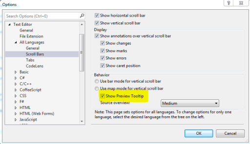 Turn on Preview Toolbar in Visual Studio 2013