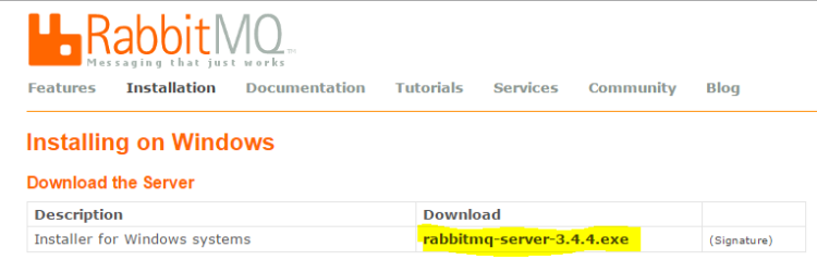 Download the RabbitMQ Server